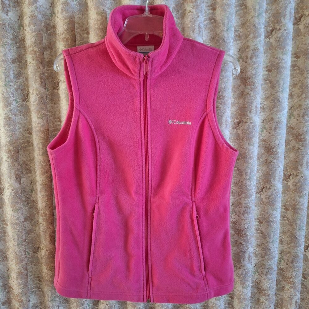 Like new bright Pink Columbia fleece vest Medium